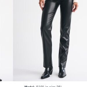 Abercrombie ‘90s straight ultra high rise black leather pants